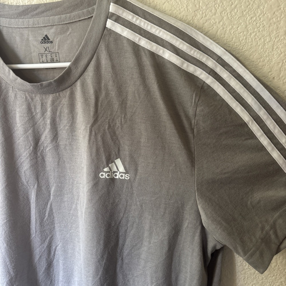 Adidas T-Shirt Mens Size XL Gray 3-Stripe Short Sleeve - Picture 11 of 16